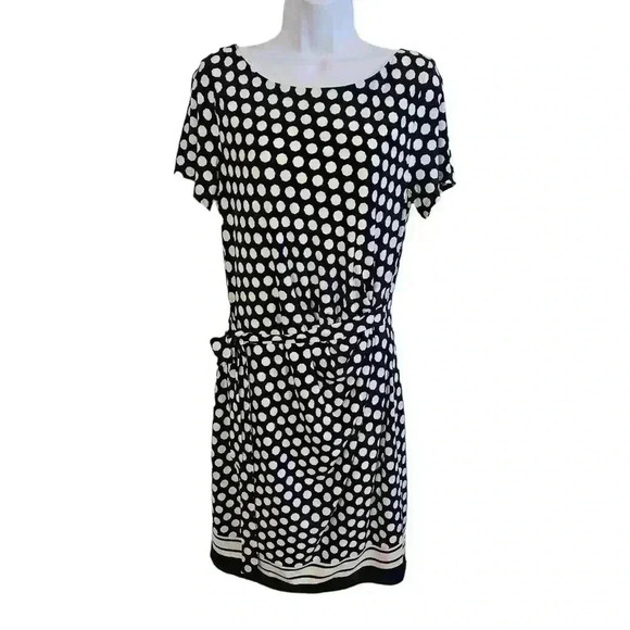 Eliza J Dresses & Skirts - Eliza J Blue/white Polka-dot Dress Size 12